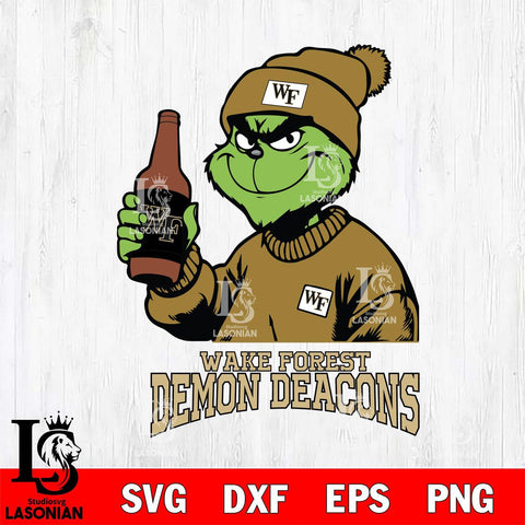 Wake Forest Demon Deacons Grinch Drinking Beer Christmas Cut Files Cricut, Svg Dxf Eps Png file, Digital download , Silhouette