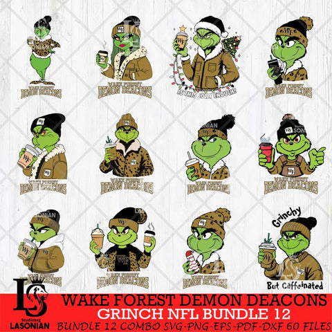 Wake Forest Demon Deacons Grinch NFL Bundle 12 SVG Eps Dxf Png File, Digital Download, Instant Download