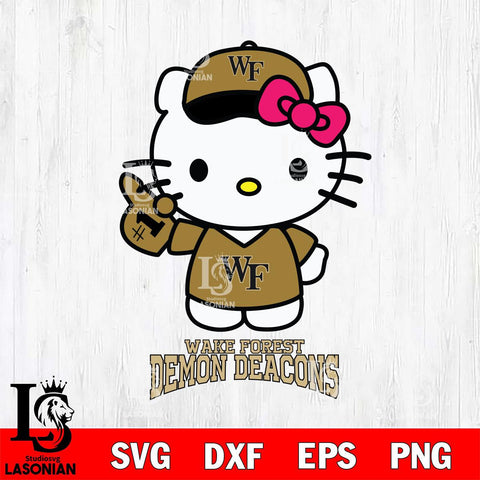Wake Forest Demon Deacons Hello Kitty Best Fan Svg Eps Dxf Png File, Digital Download, Instant Download