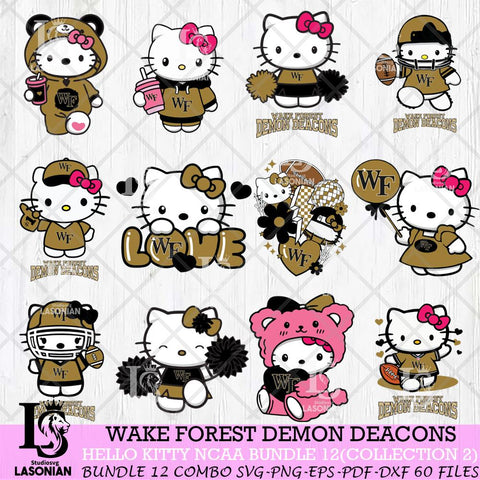 Wake Forest Demon Deacons Hello Kitty Bundle 12 SVG Svg Eps Dxf Png File, Digital Download, Instant Download