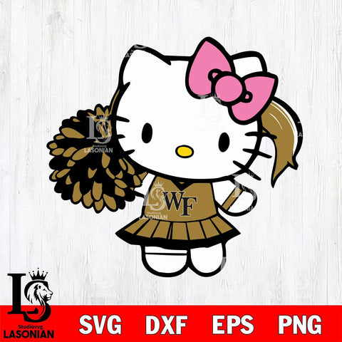 Wake Forest Demon Deacons Hello Kitty Cheerleader 12 Svg Eps Dxf Png File, Digital Download, Instant Download