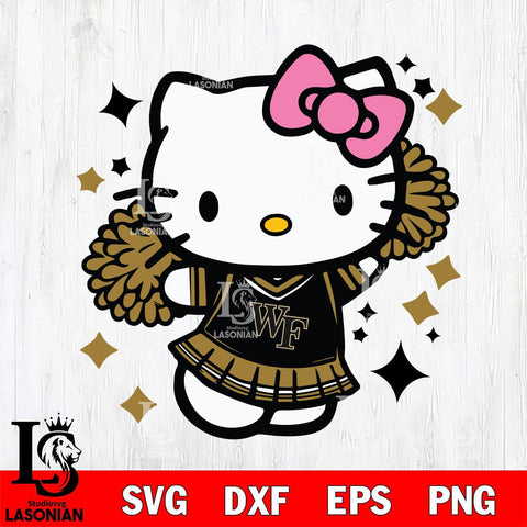 Wake Forest Demon Deacons Hello Kitty Cheerleader 4 Svg Eps Dxf Png File, Digital Download, Instant Download