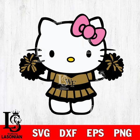 Wake Forest Demon Deacons Hello Kitty Cheerleader 9 Svg Eps Dxf Png File, Digital Download, Instant Download