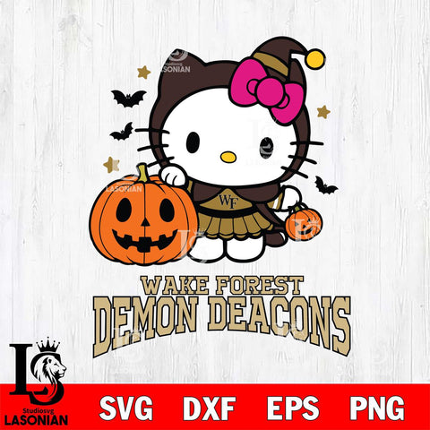 Wake Forest Demon Deacons Hello Kitty Horror 1 Svg Eps Dxf Png File, Digital Download