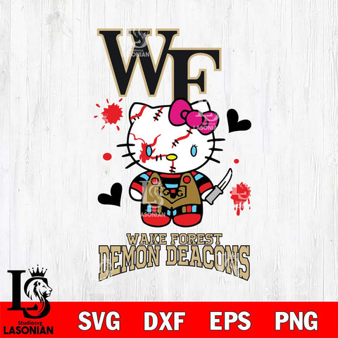 Wake Forest Demon Deacons Hello Kitty Horror 2 Svg Eps Dxf Png File, Digital Download