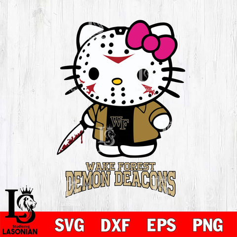 Wake Forest Demon Deacons Hello Kitty Horror 3 Svg Eps Dxf Png File, Digital Download