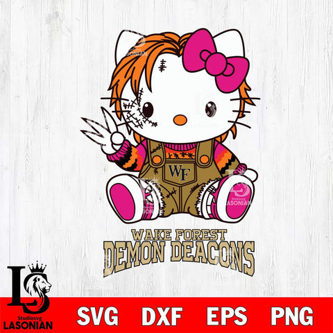 Wake Forest Demon Deacons Hello Kitty Horror Svg Eps Dxf Png File, Digital Download