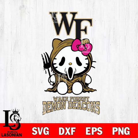 Wake Forest Demon Deacons Hello Kitty Horror 4 Svg Eps Dxf Png File, Digital Download