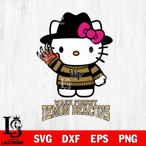 Wake Forest Demon Deacons Hello Kitty Horror 6 Svg Eps Dxf Png File, Digital Download