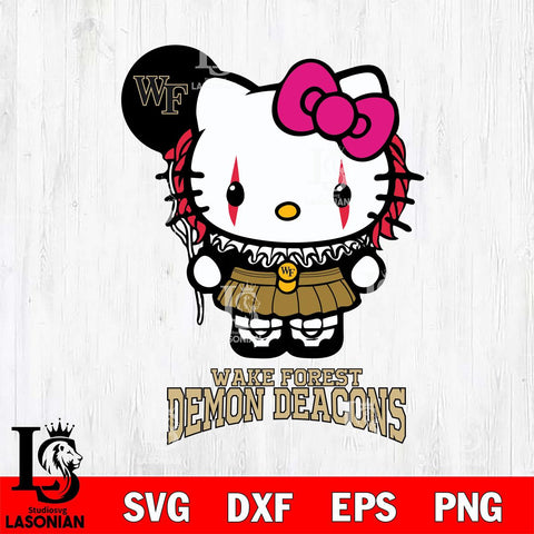 Wake Forest Demon Deacons Hello Kitty Horror 7 Svg Eps Dxf Png File, Digital Download