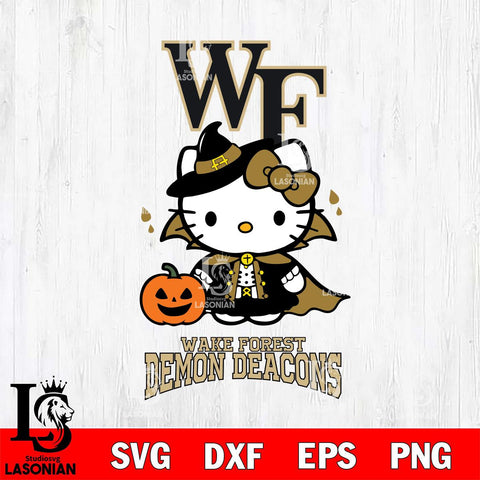 Wake Forest Demon Deacons Hello Kitty Horror 9 Svg Eps Dxf Png File, Digital Download