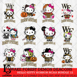 Wake Forest Demon Deacons Hello Kitty Horror NCAA Bundle 12 SVG Svg Eps Dxf Png File, Digital Download