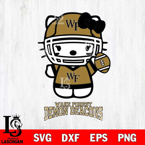 Wake Forest Demon Deacons Hello Kitty NCAA 1 Svg Eps Dxf Png File, Digital Download, Instant Download
