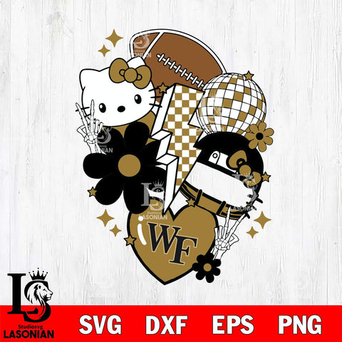Wake Forest Demon Deacons Hello Kitty NCAA 2 Svg Eps Dxf Png File, Digital Download, Instant Download