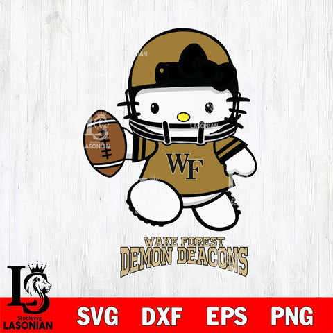 Wake Forest Demon Deacons Hello Kitty NCAA 4 Svg Eps Dxf Png File, Digital Download, Instant Download