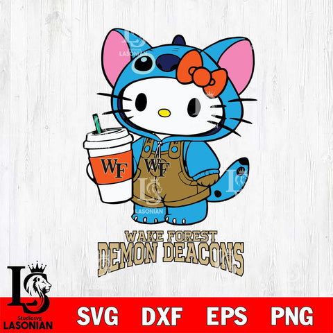 Wake Forest Demon Deacons Hello Kitty Stitch Svg Eps Dxf Png File, NCAA svg, Digital Download, Instant Download