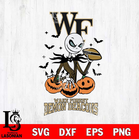 Wake Forest Demon Deacons Jack Skellington 2 halloween Svg Eps Dxf Png File, NCAA svg, Digital Download, Instant Download