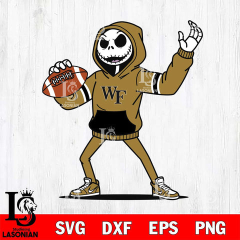 Wake Forest Demon Deacons Jack Skellington Football Christmas File Cut, NCAA SVG DXF EPS PNG FILE, Digital Download , Criucut , Silhouette