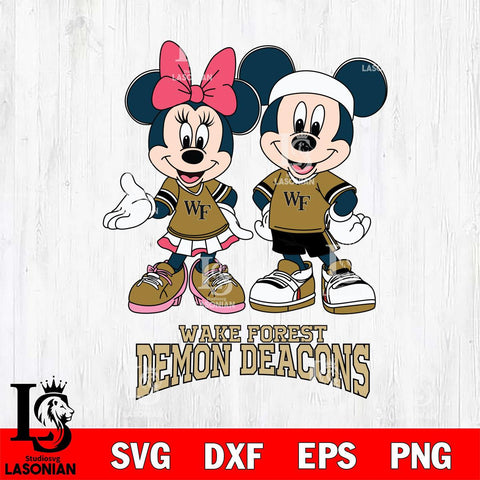 Wake Forest Demon Deacons Mickey And Minnie Football Svg Eps Dxf Png File, NCAA svg , Digital Download , Instant Download, Cricut File