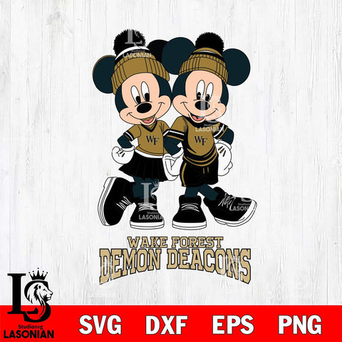Wake Forest Demon Deacons Mickey And Minnie Mouse Football Svg Eps Dxf Png File, NCAA svg , File Cut , Digital Download , Instant Download, Cut Svg Files