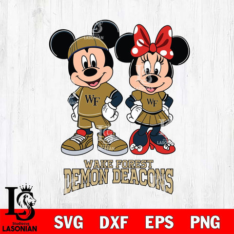 Wake Forest Demon Deacons Mickey And Minnie Rugby Svg Eps Dxf Png File, NCAA svg , Digital Download , Instant Download, Cricut File