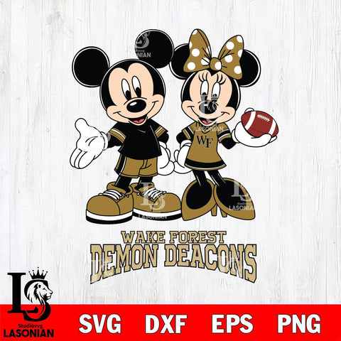 Wake Forest Demon Deacons Mickey Minnie Football Svg Eps Dxf Png File, NCAA svg , Digital Download , Instant Download, Cricut File