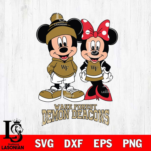 Wake Forest Demon Deacons Mickey Minnie Mouse Cute Football Svg Eps Dxf Png File, NCAA svg , File Cut , Digital Download , Instant Download, Cut Svg Files