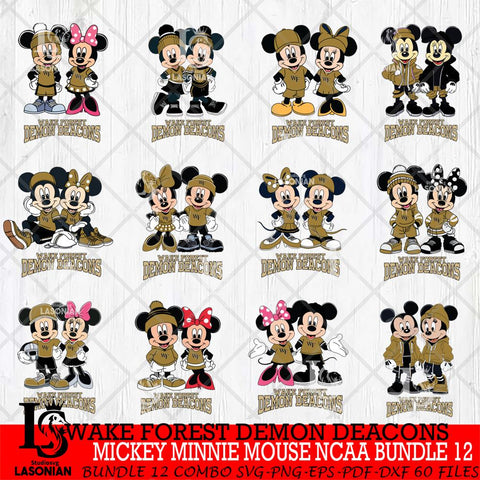 Wake Forest Demon Deacons Mickey Minnie Mouse NCAA Bundle 12 Svg Eps Dxf Png File, Bundle NCAA svg , File Cut , Digital Download , Instant Download, Cut Svg Files