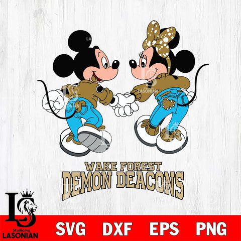 Wake Forest Demon Deacons Mickey Minnie Valentine Rugby Svg Eps Dxf Png File, Digital Download ,Instant Download, Cricut File