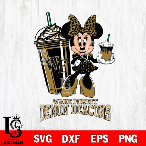 Wake Forest Demon Deacons Minnie Mouse Fan And Coffee Svg Eps Dxf Png File, Digital Download, Instant Download