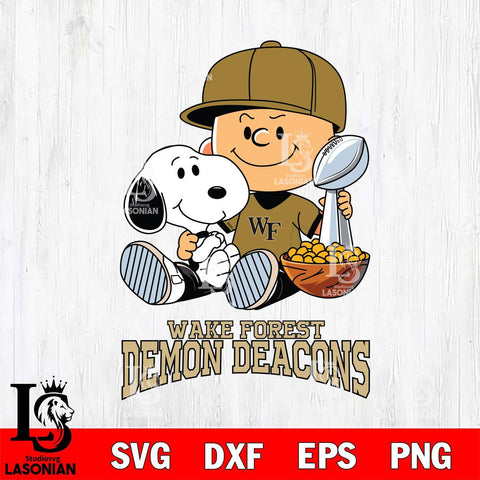 Wake Forest Demon Deacons Peanuts Snoopy Champion football SVG DXF EPS PNG FILE,Snoopy File Cut, NCAA Digital Download,Instant Download,Christmas Silhouette