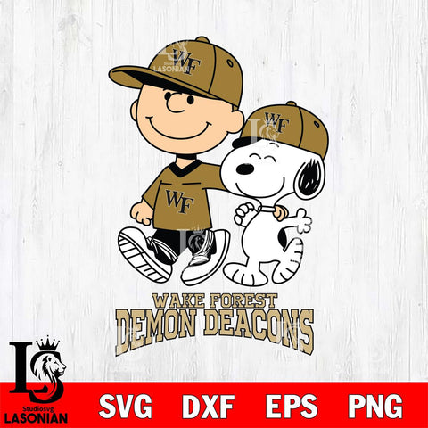 Wake Forest Demon Deacons Peanuts Snoopy Friends SVG DXF EPS PNG FILE,Snoopy File Cut, NCAA Digital Download,Instant Download,Christmas Silhouette
