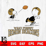 Wake Forest Demon Deacons Peanuts play football SVG DXF EPS PNG FILE,Snoopy File Cut, NCAA Digital Download,Instant Download,Christmas Silhouette