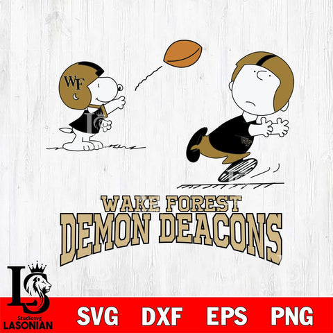 Wake Forest Demon Deacons Peanuts play football SVG DXF EPS PNG FILE,Snoopy File Cut, NCAA Digital Download,Instant Download,Christmas Silhouette