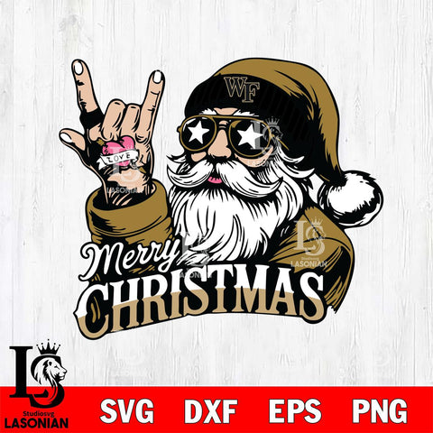 Wake Forest Demon Deacons Rock Santa Claus Football Svg dxf eps png pdf file,NCAA svg,Digital Download,Cricut file