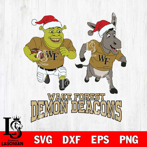 Wake Forest Demon Deacons Shrek and Donkey Football Cricut,Christmas SVG DXF EPS PNG FILE, NCAA Digital Download,Instant Download, Silhouette