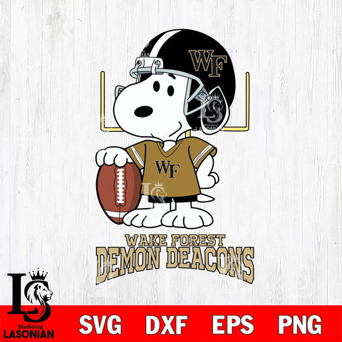 Wake Forest Demon Deacons Snoopy Player Football SVG DXF EPS PNG FILE,Snoopy File Cut, NCAA Digital Download,Instant Download,Christmas Silhouette