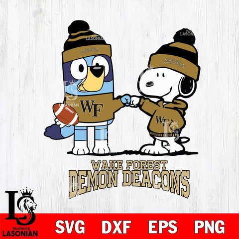 Wake Forest Demon Deacons Snoopy & Bluey Football Svg Eps Dxf Png File,NCAA Svg Files,Chill Guy svg ,Digital Download ,Instant Download, Cricut File