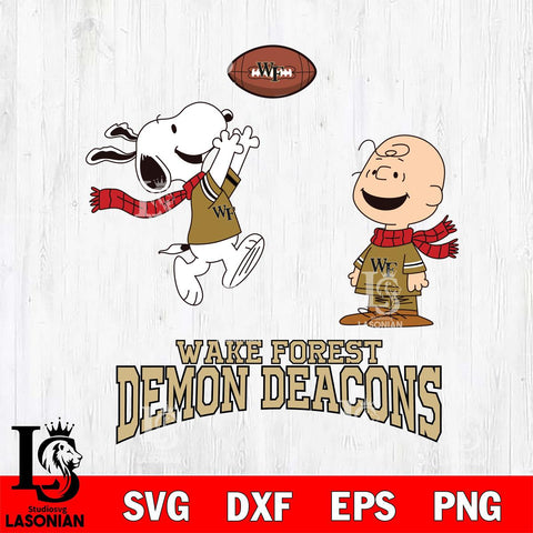 Wake Forest Demon Deacons Snoopy & Charlie Brown Football Cricut,Christmas SVG DXF EPS PNG FILE, NCAA Digital Download,Instant Download, Silhouette