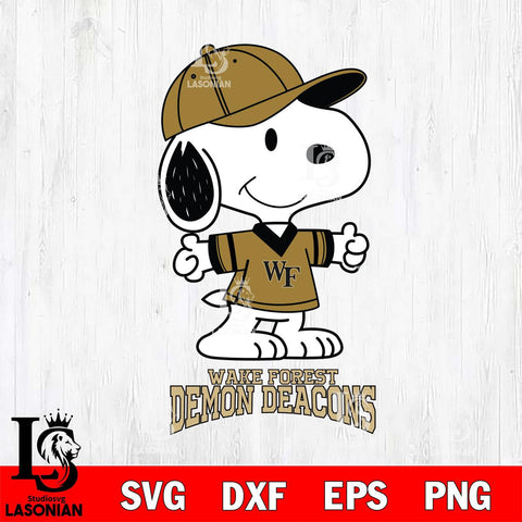 Wake Forest Demon Deacons Snoopy football SVG DXF EPS PNG FILE,Snoopy File Cut, NCAA Digital Download,Instant Download,Christmas Silhouette