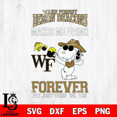Wake Forest Demon Deacons Snoopy makes me drink forever SVG DXF EPS PNG FILE,Snoopy File Cut, NCAA Digital Download,Instant Download,Christmas Silhouette