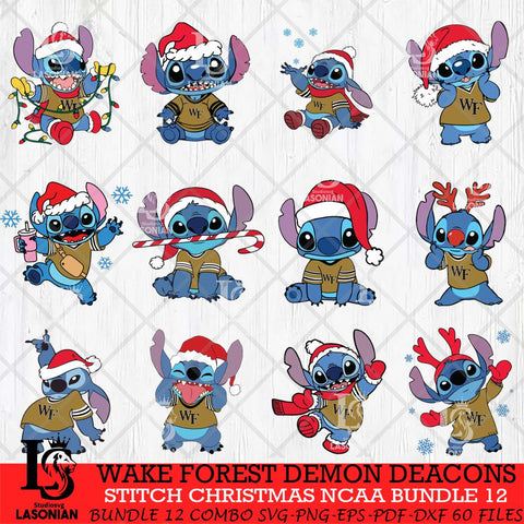 Wake Forest Demon Deacons Stitch Christmas NCAA Bundle 12 Svg Eps Dxf Png File, Digital Download, Instant Download