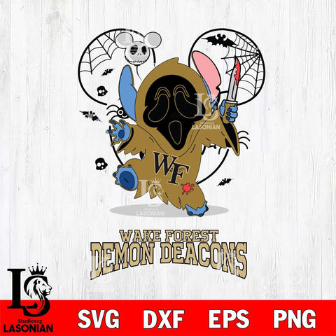 Wake Forest Demon Deacons Stitch Ghost Face Halloween 2 Svg Eps Dxf Png File, Digital Download, Instant Download