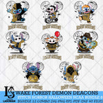 Wake Forest Demon Deacons Stitch Horror Halloween Bundle NCAA Svg Eps Dxf Png File, Digital Download, Instant Download