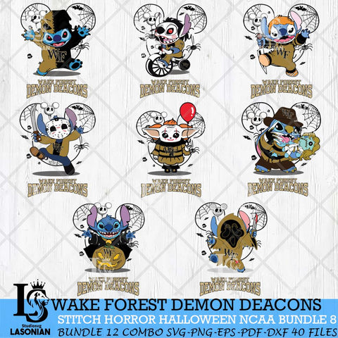Wake Forest Demon Deacons Stitch Horror Halloween Bundle NCAA Svg Eps Dxf Png File, Digital Download, Instant Download