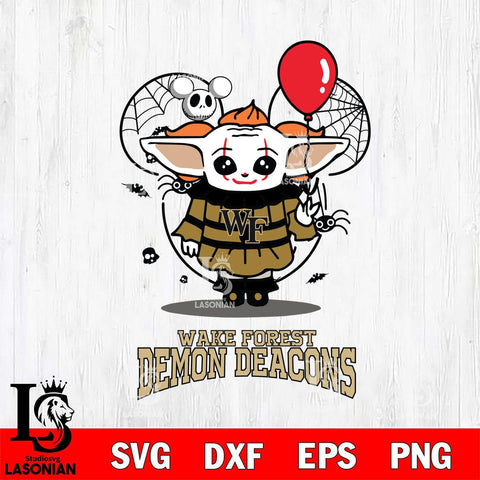 Wake Forest Demon Deacons Stitch Pennywise Halloween Svg Eps Dxf Png File, Digital Download, Instant Download