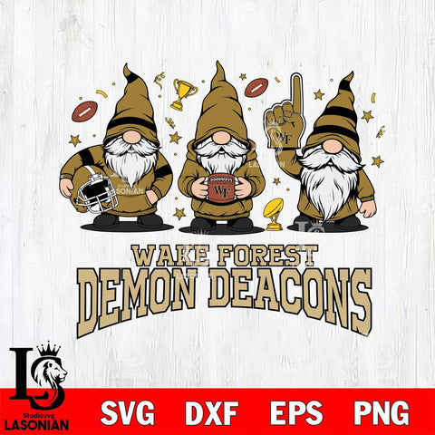 Wake Forest Demon Deacons Three Gnome FAN File Cut, NCAA SVG, Digital Download , Criucut , Silhouette