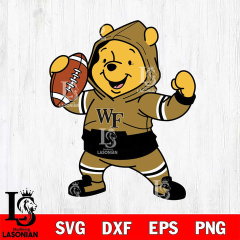 Wake Forest Demon Deacons Winnie The Pooh Disney Football Christmas File Cut, NCAA SVG DXF EPS PNG FILE, Digital Download , Criucut , Silhouette