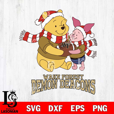 Wake Forest Demon Deacons Winnie the Pooh & Piglet Football Cricut,Christmas SVG DXF EPS PNG FILE, NCAA Digital Download,Instant Download, Silhouette