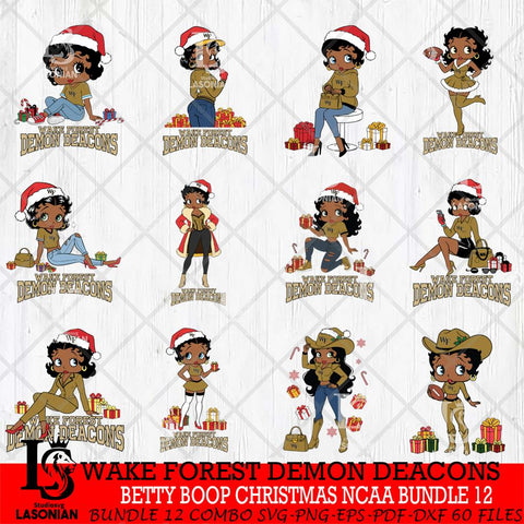 Wake Forest Demon Deacons  Betty Boop Christmas NCAA Bundle File Cut, Bundle NCAA SVG DXF EPS PNG PDF File, Digital Download , Criucut , Silhouette